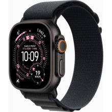 Apple Watch Ultra 3 49mm Titanium Black avec Black Alpine Loop Strap Medium MF0V4
